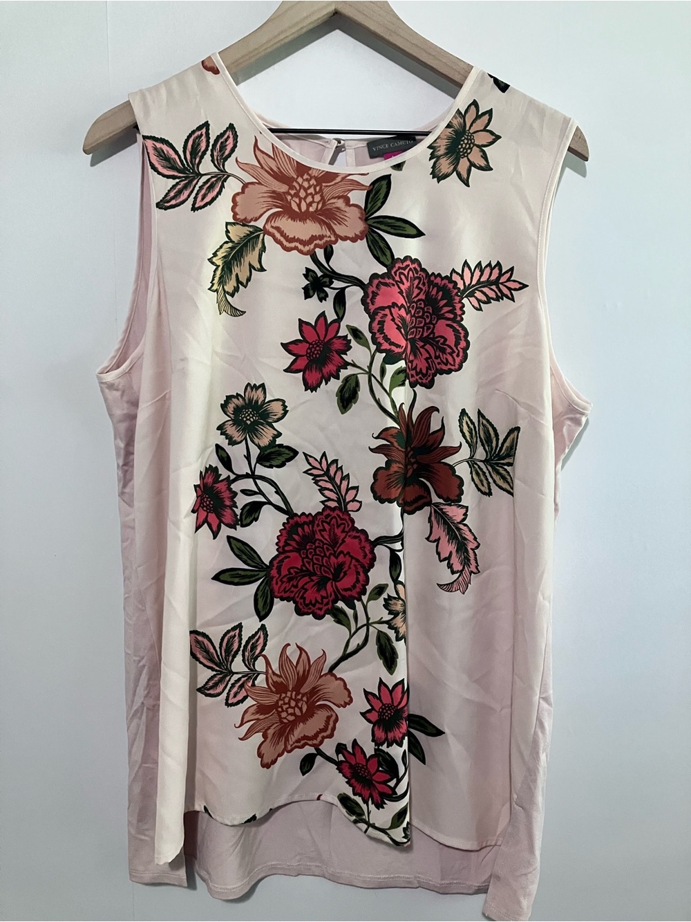 Vince Camuto Pink Floral Sleeveless Blouse Size Large
